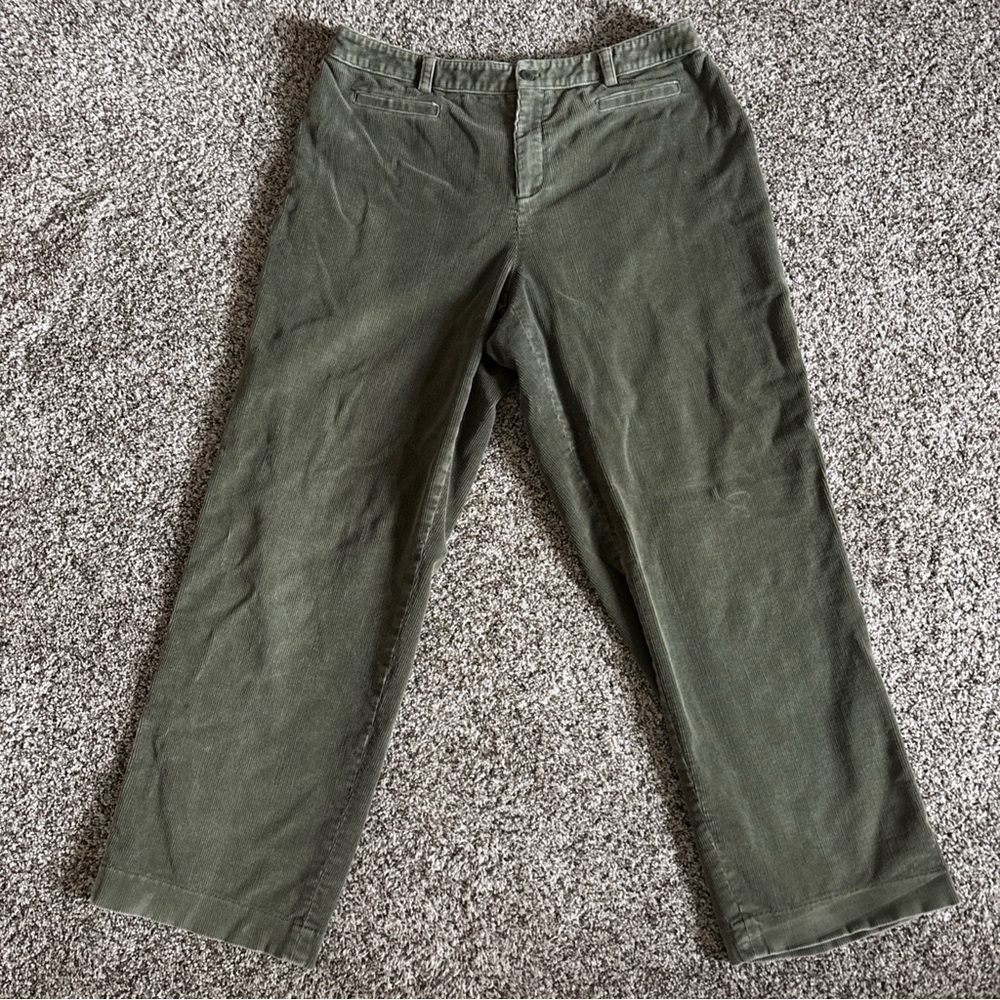 Rafaella Corduroy Pants 14P Olive Green Straight Leg Vintage Momcore 90s Y2K